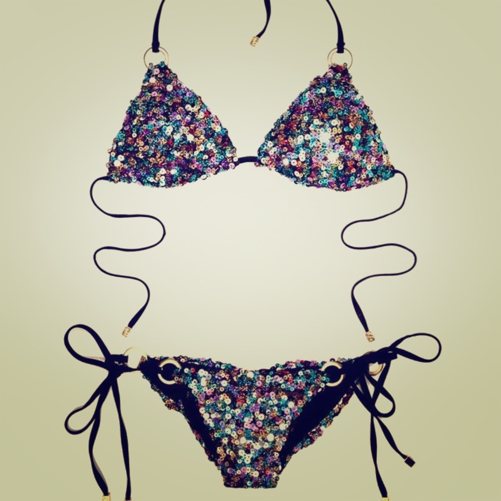 Beach Bunny Paparazzi ALL Sequins Bikini XL Set - Picture 1 of 2